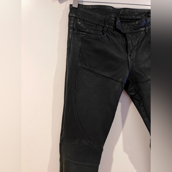 ALLSAINTS Black Italian Leather Biker Moto Pants - Picture 7 of 12